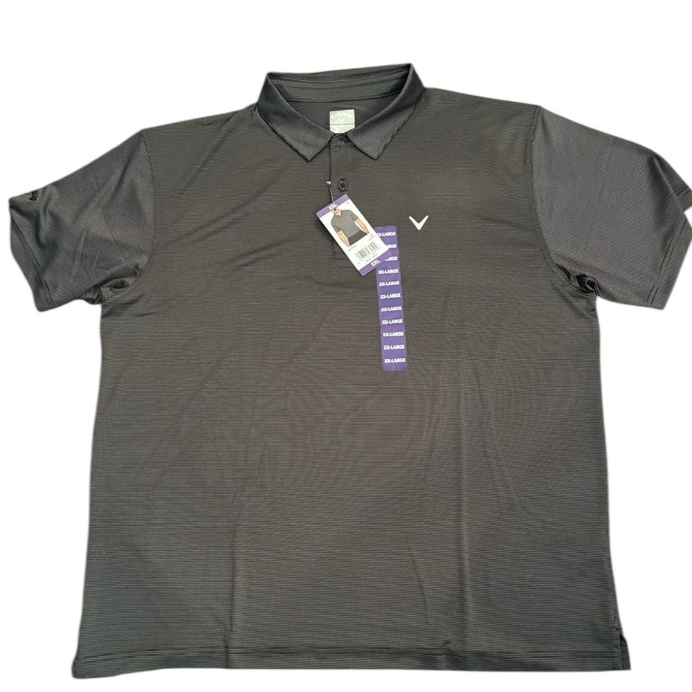 Callaway Mens Fine Line Black and Grey Polo Golf Shirt XXLarge NWT